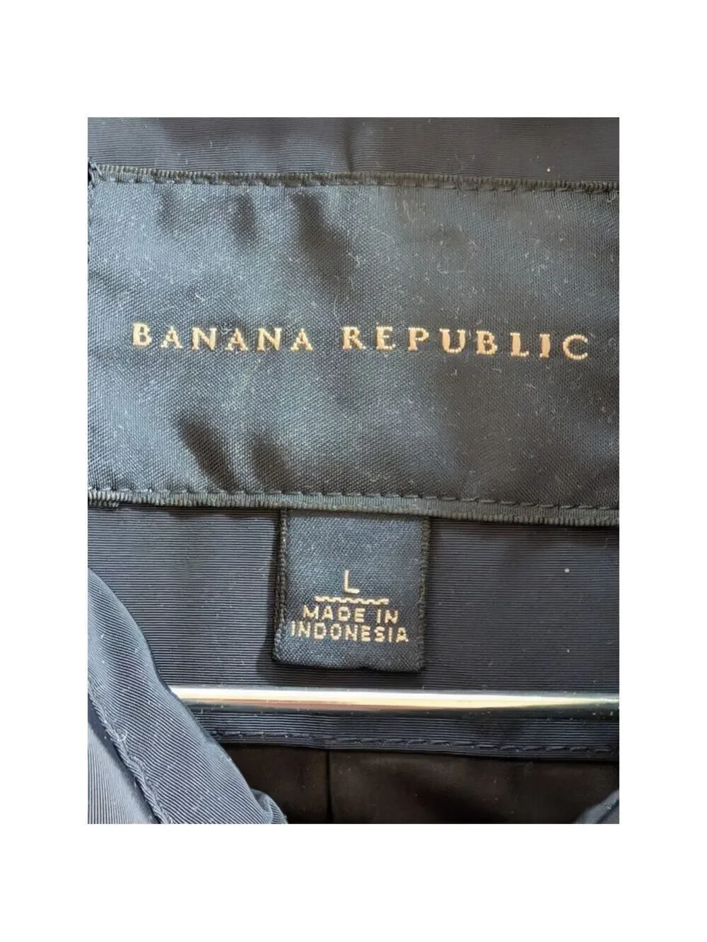 Banana Republic Sz L Car Coat Men’s Mid Length Navy Zip & Snap Repairable Flaws